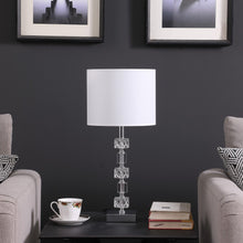 Load image into Gallery viewer, 20" Bedside Table Lamp With Drum Shade - Silver / White
