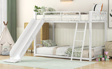 Load image into Gallery viewer, Metal Bunk Bed with Slide, Twin over Twin, White
