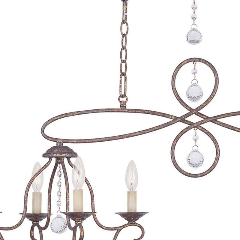 24" Eight Light Dimmable Chandelier With Shades - Bronze