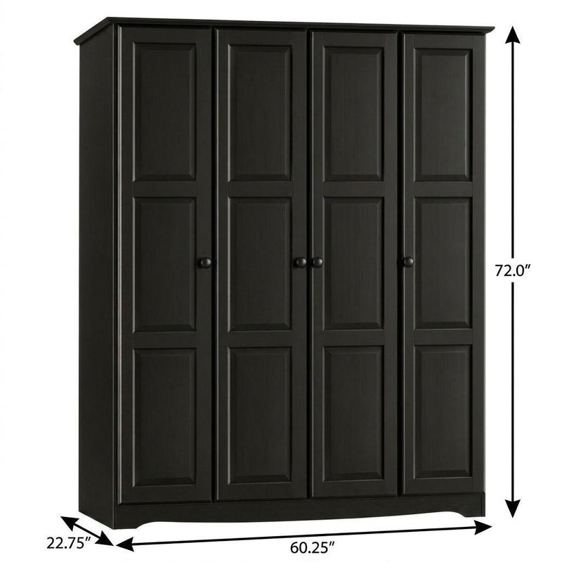 Solid Wood Four Door Combo Dresser (765062) - Black