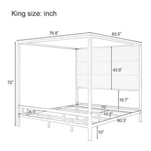 Load image into Gallery viewer, Modern Canopy Bed With Tall Upholstered Headboard
