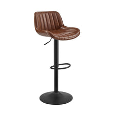 Load image into Gallery viewer, Faux Leather And Steel Swivel Low Back Adjustable Height Bar Chairs With Footrest 42" (Set of 2) - Brown Black
