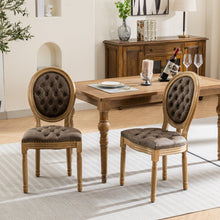 Load image into Gallery viewer, French Style Solid Wood Frame Antique Painting, Hand-Pulled Buckle Decoration Artificial Dining Chair With Nailhead Trim, Wood Legs
