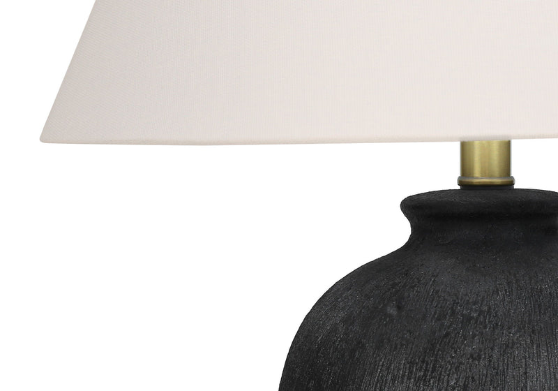 Ceramic Round Table Lamp With Ivory Empire Shade - Black