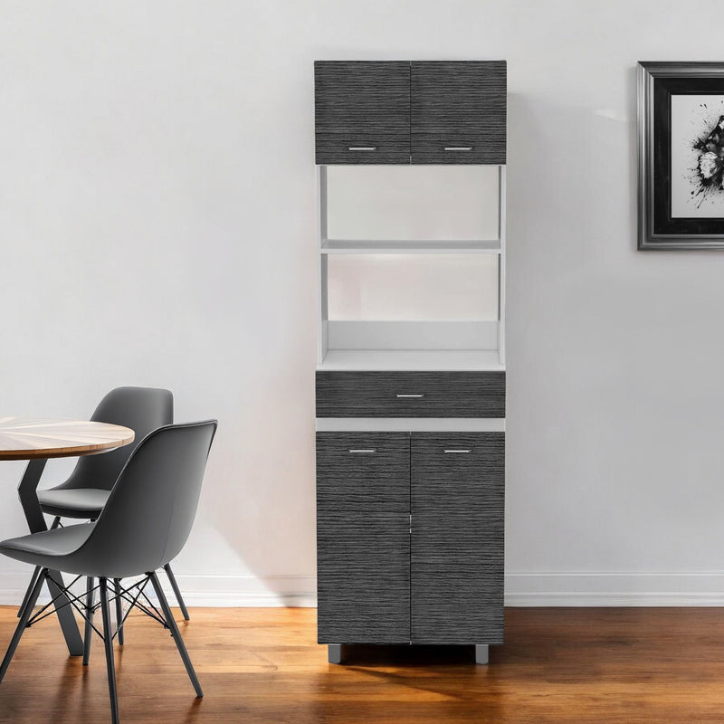 79" Pantry Cabinet With Three Storage Shelves - Gray / White