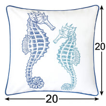 Load image into Gallery viewer, Seahorses Pillow Cover With Matching Back
