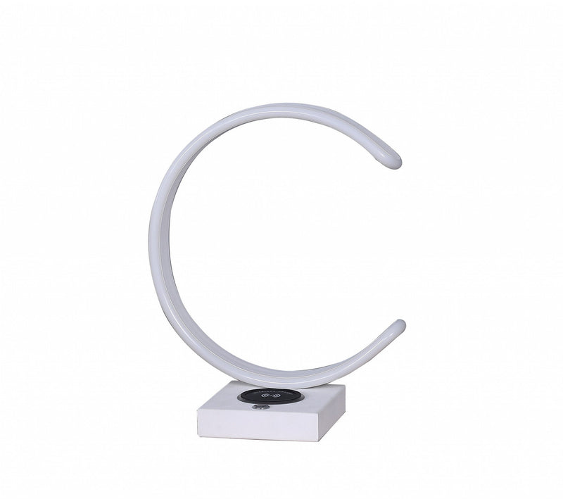 Metal LED With USB Wireless Charger Table Lamp - White