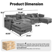 Load image into Gallery viewer, U Shaped Sectional Cloud Couch For Living Room
