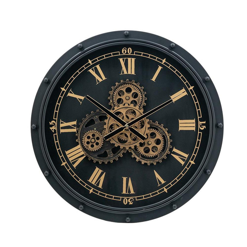 Circle Analog Wall Clock - Black / Gold