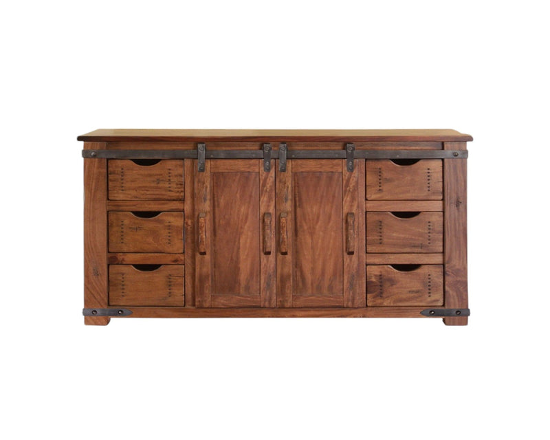 Solid Enclosed Storage Distressed TV Stand - Brown