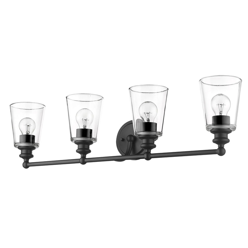Metal And Glass Vanity Flush Mounted Sconce (398766) - Black And Clear
