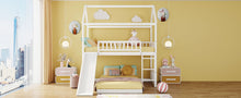 Load image into Gallery viewer, Twin Over Twin Bunk Bed with Slide, House Bed with Slide, White(OLD SKU: LT000214AAK)
