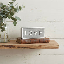 Load image into Gallery viewer, Galvanized Love Hand Painted Tabletop Sign - Gray / White
