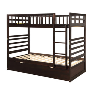 Orisfur. Twin Bunk Beds for Kids with Safety Rail and Movable Trundle bed