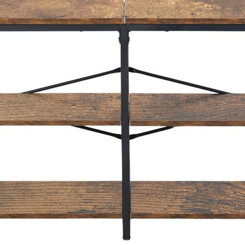 Wood Open Shelving TV Stand - Brown And Black