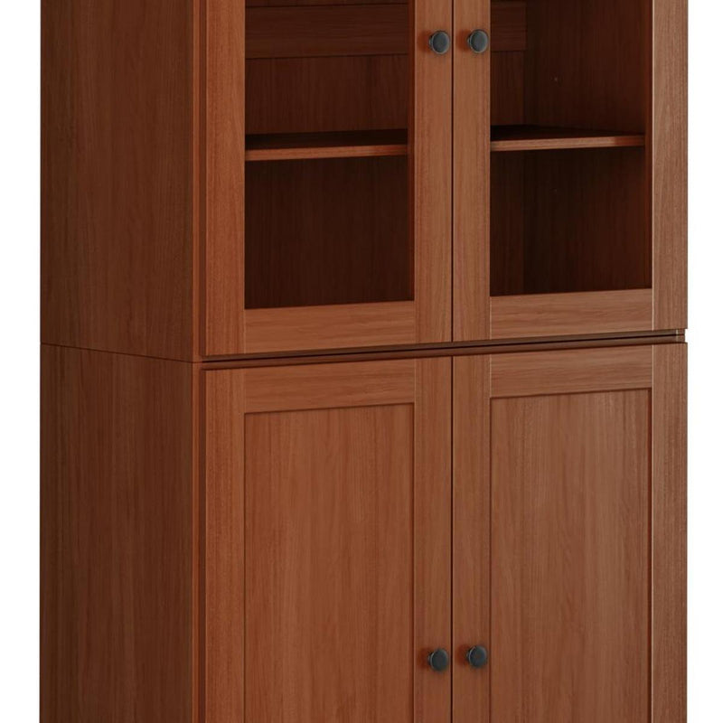 Solid Wood Adjustable Six Tier Library Bookcase With Four Doors (751506) - Coffee