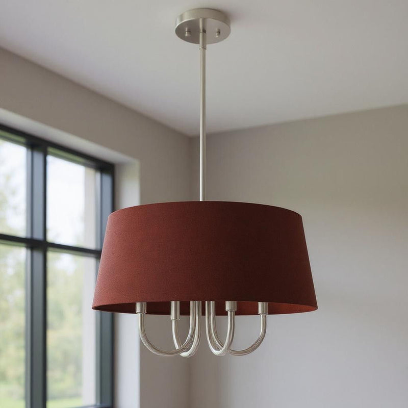 20" Four Light Dimmable Chandelier With Shades - Nickel