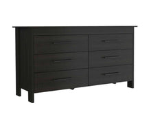 Load image into Gallery viewer, Six Drawer Wooden Double Dresser - Black
