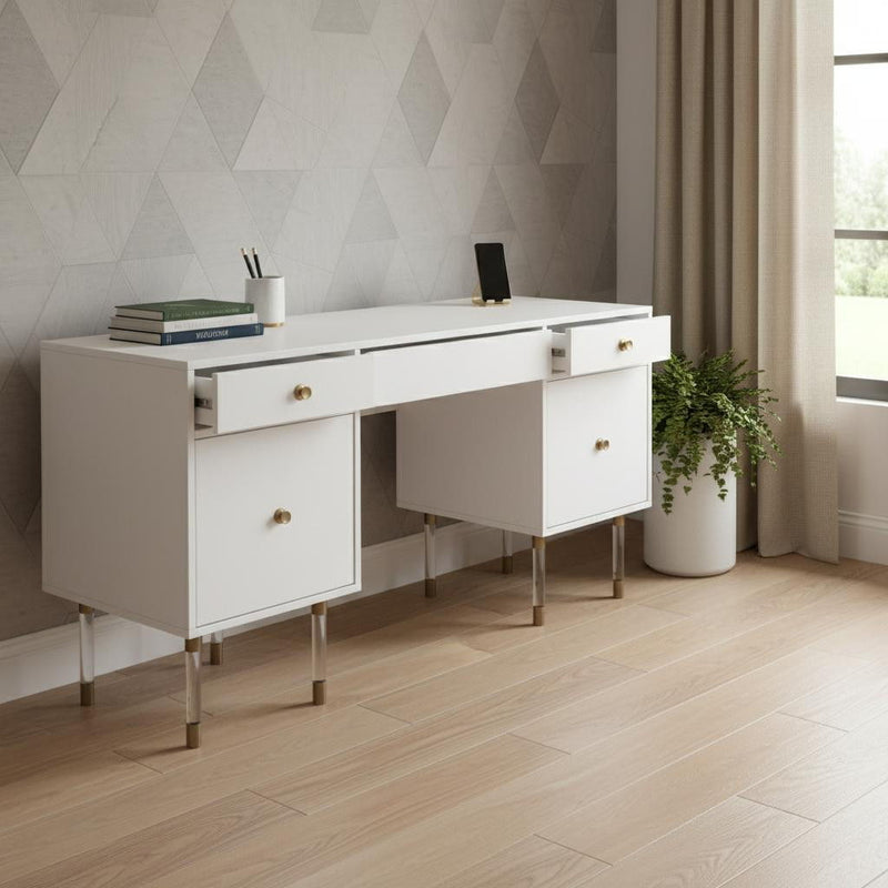 Writing Desk With Four Drawers - White