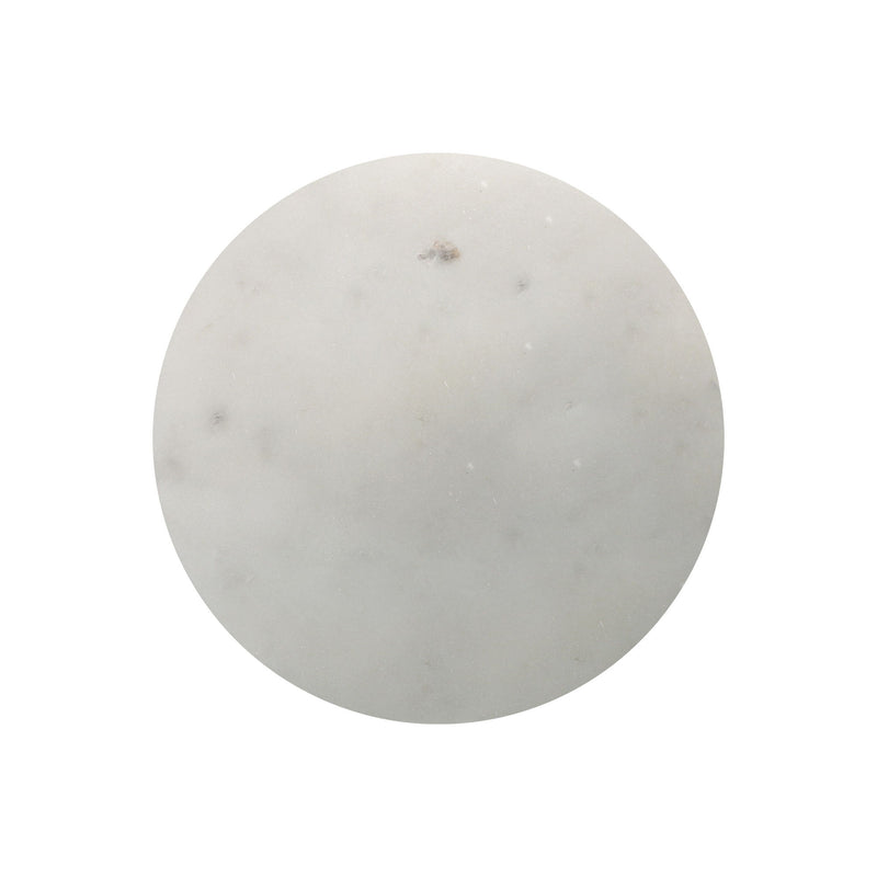Marble Round Pedestal End Table - White / Gold / White