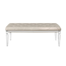 Load image into Gallery viewer, 54" Champagne and Clear Upholstered Faux Leather Bench
