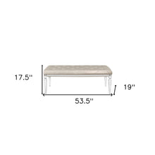 Load image into Gallery viewer, 54" Champagne and Clear Upholstered Faux Leather Bench

