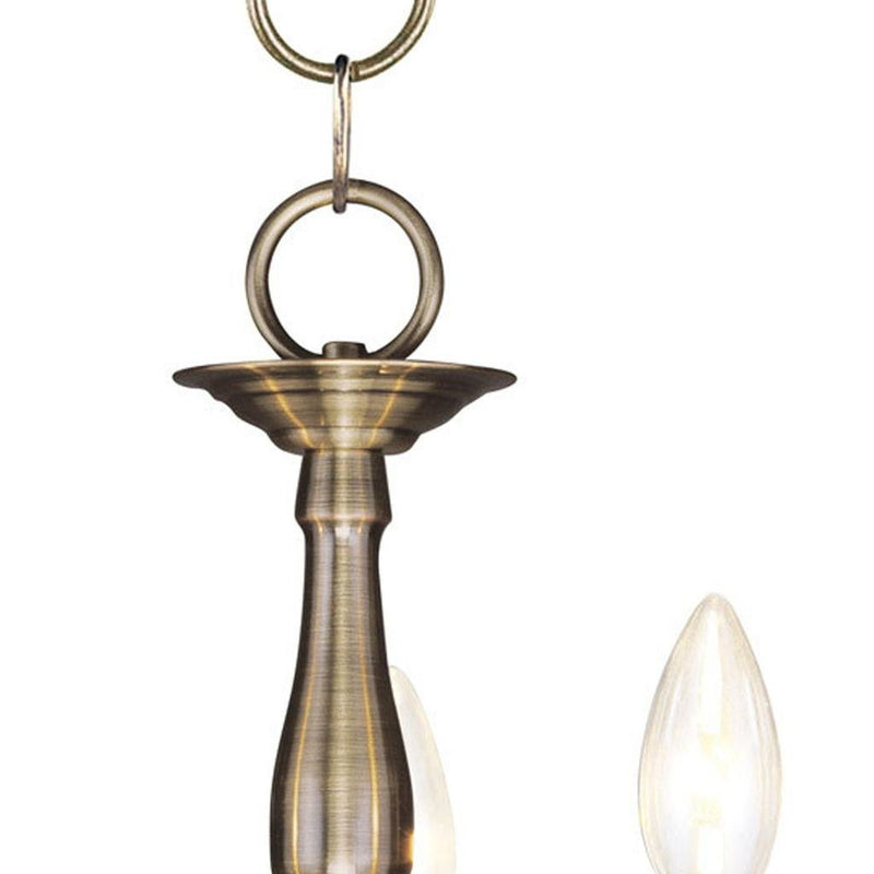 11" Three Light Dimmable Chandelier With Shades - Antiqued Brass