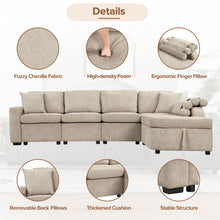 Load image into Gallery viewer, 109.8&quot;L-shaped Couch Sectional Sofa with Storage Chaise,Cup Holder and USB Ports for Living Room, Beige
