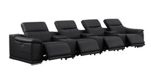 Load image into Gallery viewer, 175" Leather Reclining Stainless Steel USB Sofa - Black
