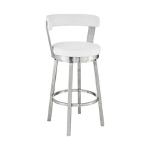 Load image into Gallery viewer, 36" Swivel Backless Counter Height Bar Chair - White / Silver
