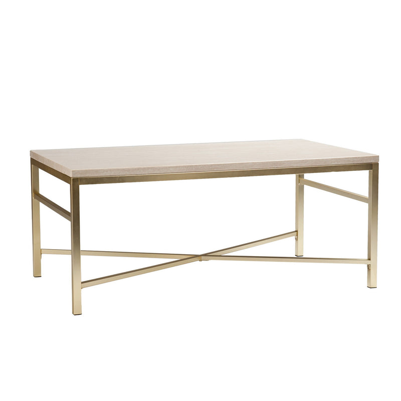 Manufactured Wood And Metal Rectangular Coffee Table - Off White