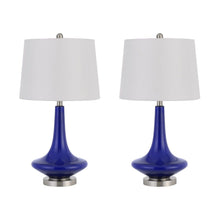 Load image into Gallery viewer, 26" Metal Two Light Bedside Table Lamps With White Globe Shade (Set of 2) - Silver
