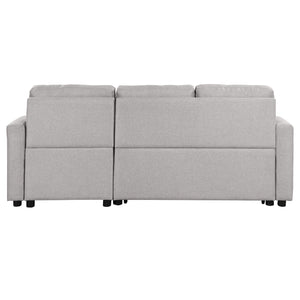 80.3" Orisfur. Pull Out Sofa Bed Modern Padded Upholstered Sofa Bed , Linen Fabric 3 Seater Couch with Storage Chaise and Cup Holder , Small Couch for Small Spaces