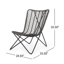Load image into Gallery viewer, Outdoor Wicker Chair With Geometric Cross Base, (Set of 2) - Gray
