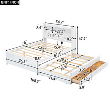 Load image into Gallery viewer, Full Size Platform Bed With Trundle, Drawers, USB Ports And Built In Shelves - White
