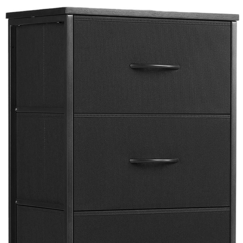 Fabric Metal And Wood Four Drawer Dresser - Black