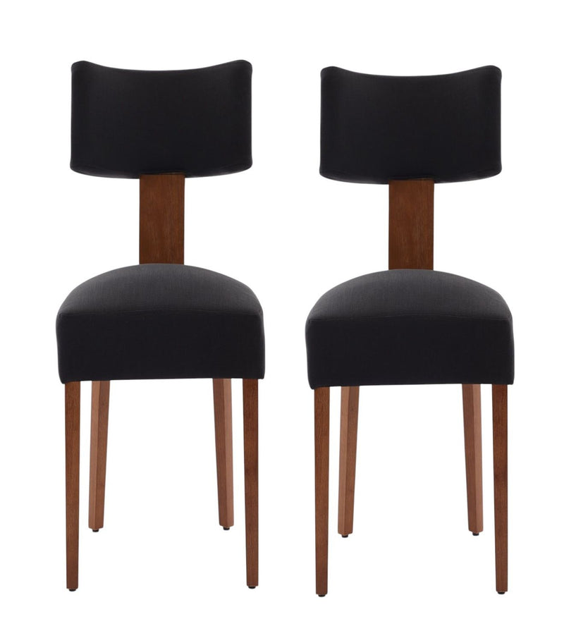 Tufted Solid Wood Dining Side Chairs (Set of 2) - Black / Brown