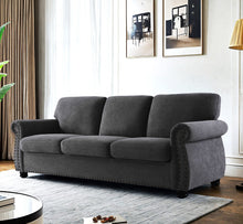 Load image into Gallery viewer, Soft Sofa, Upholstered 3 Seater Couch With High Density Foam, Loose Back Cushions And Turned Legs
