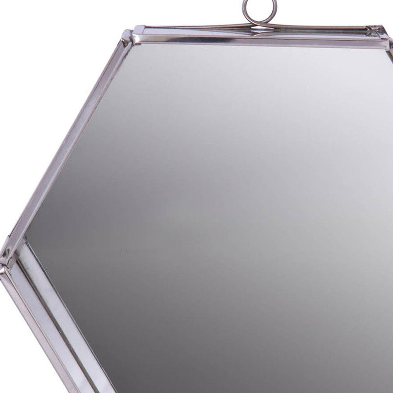 8" Hexagon Steel Framed Accent Mirror - Silver