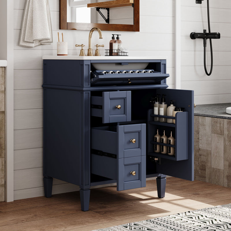 Bathroom Vanity With Top Sink, Storage Cabinet With 2 Drawers And Tip-Out Drawer
