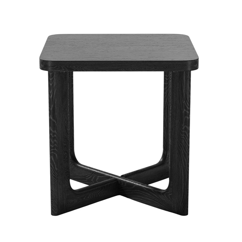 24" Solid Wood Square End Table - Black