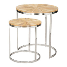 Load image into Gallery viewer, Solid Wood And Iron Round Frame Nested Tables (Set of 2) - Natural
