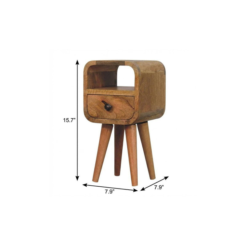 Solid Wood Square One Drawer Nightstand - Oak