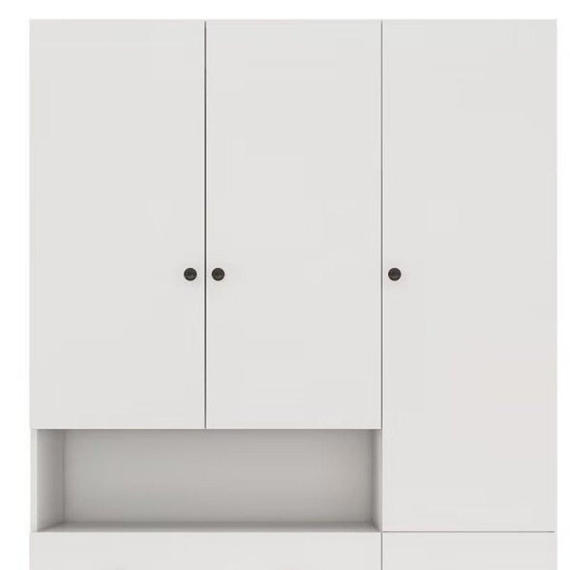74" Modern Four Door Three Drawer Combo Dresser - White
