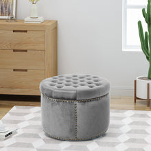 Load image into Gallery viewer, Elegant Round Ottoman Footstool With Studded Rim
