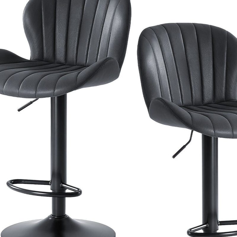 Faux Leather Aluminum Swivel Bar Chairs (Set of 2) (724338) - Black