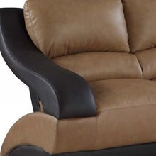 Load image into Gallery viewer, Faux Leather Love Seat - Brown / Silver
