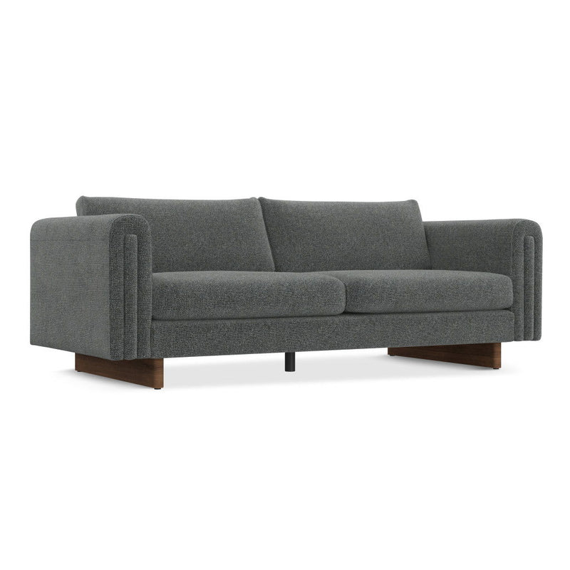 84" Fabric Sofa With Walnut Legs - Dark Gray