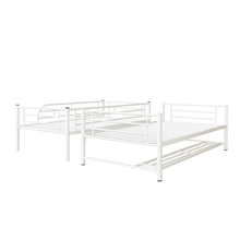 Load image into Gallery viewer, Twin Over Twin Metal Bunk Bed with Shelf and Guardrails, White
