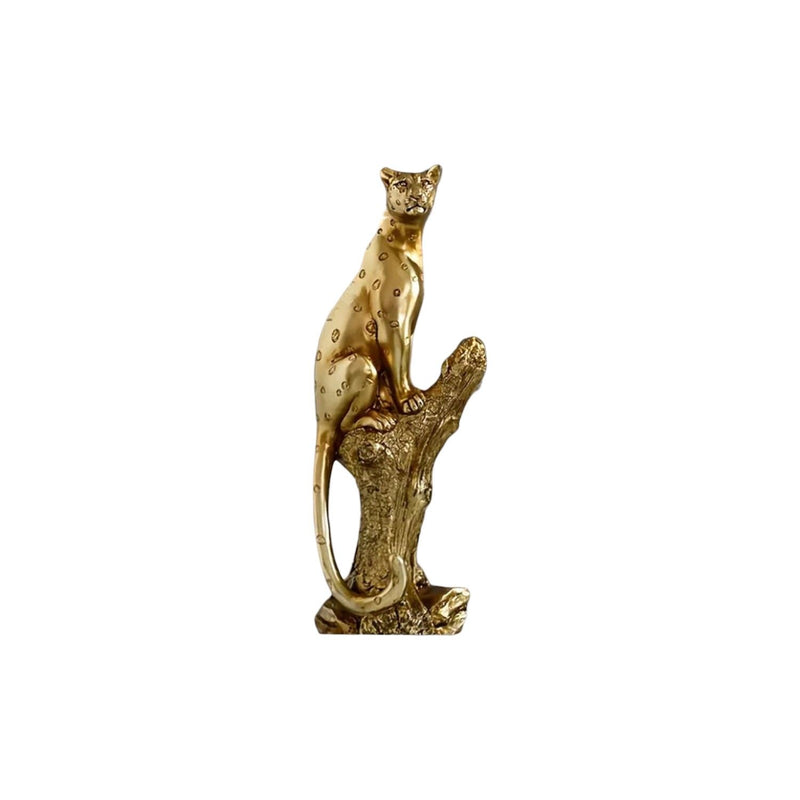 Leopard Hand Painted Tabletop Sculpture - Bronze